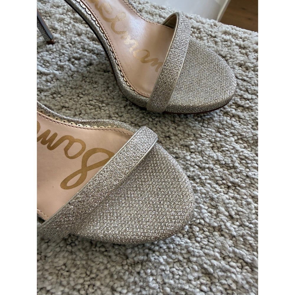 Sam Edelman Ariella Silver Glitter Ankle Strap Stiletto Heels Sandals 6 - Picture 4 of 8